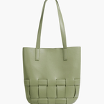 Isabelle | Luxe White Woven Leather Tote – Minimal & Elegant - in Green | Arvea Bags