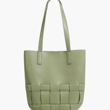 Isabelle | Luxe White Woven Leather Tote – Minimal & Elegant - in Green | Arvea Bags
