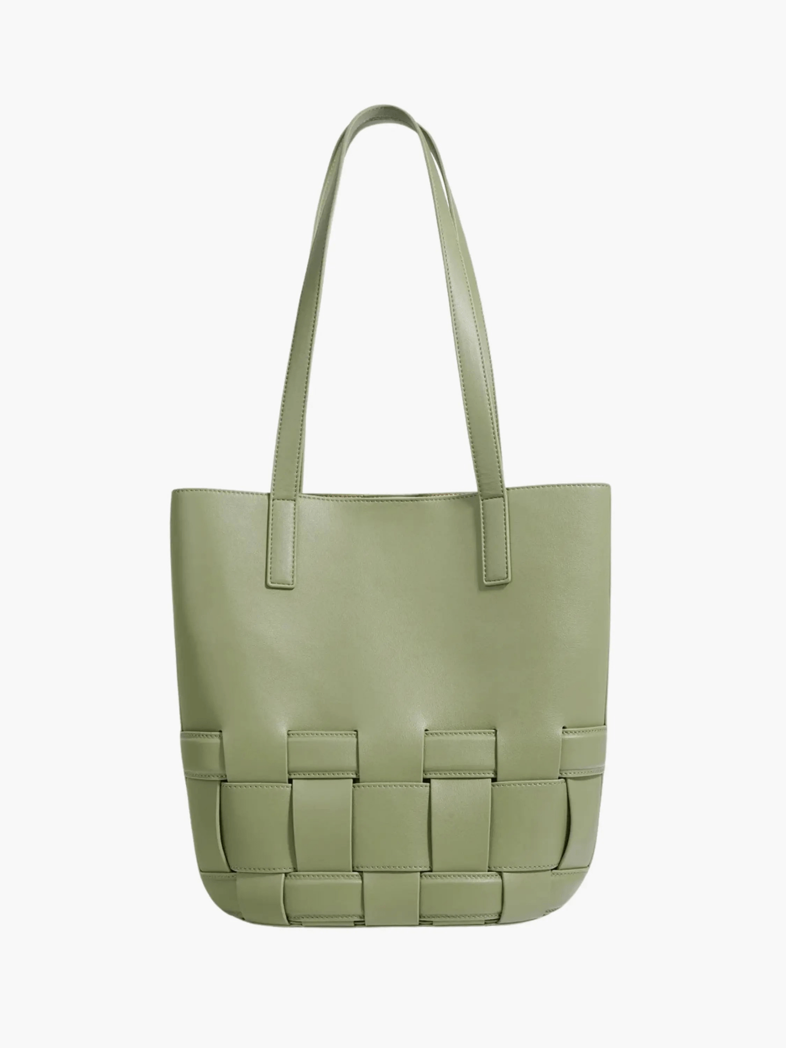 Isabelle | Luxe White Woven Leather Tote – Minimal & Elegant - in Green | Arvea Bags