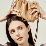 Isla | Beige Leather Drawstring Bag – Chic & Elegant - in Beige | Arvea Bags