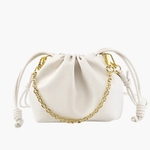 Isla | Beige Leather Drawstring Bag – Chic & Elegant - in Beige | Arvea Bags