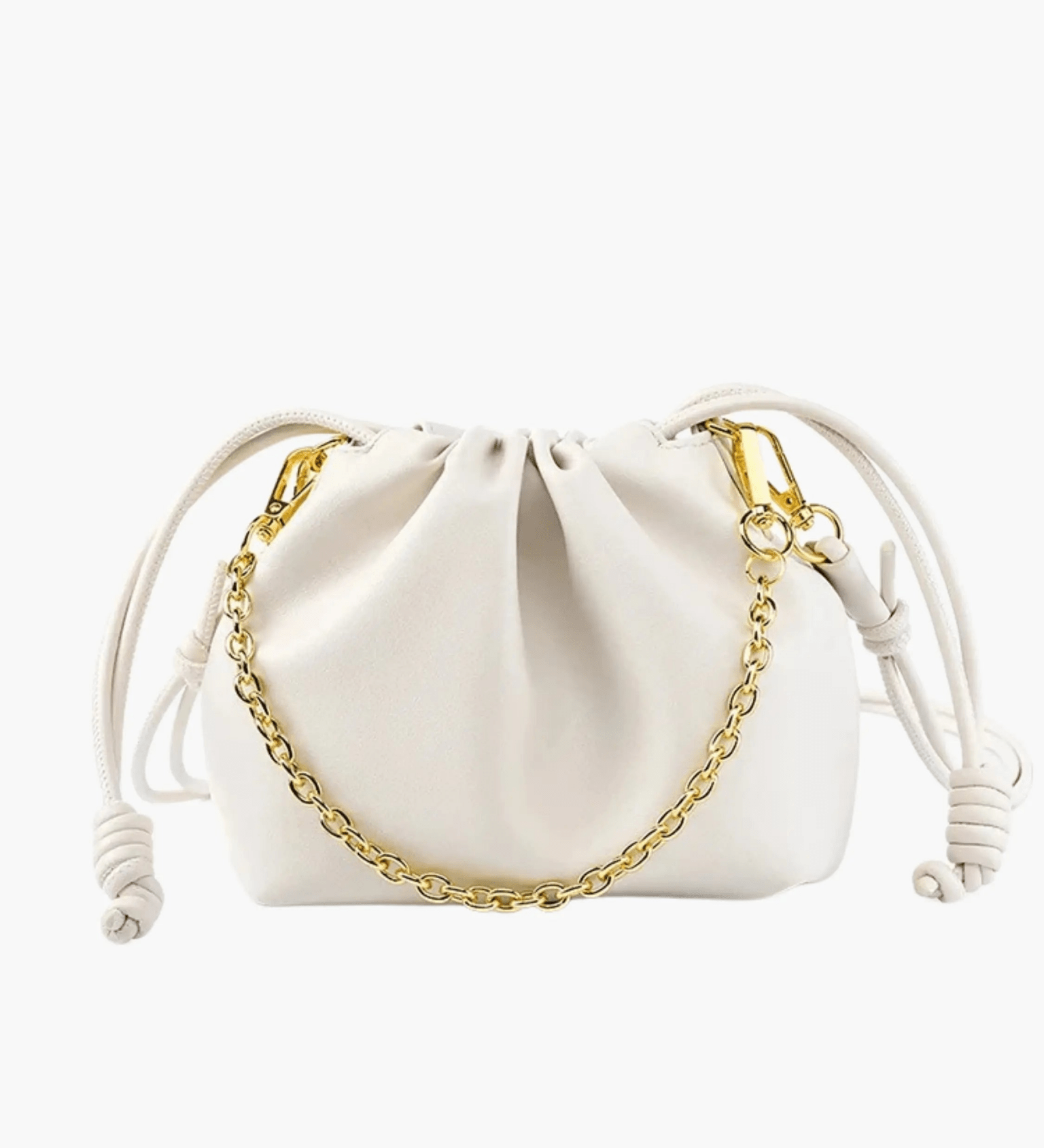 Isla | Beige Leather Drawstring Bag – Chic & Elegant - in Beige | Arvea Bags