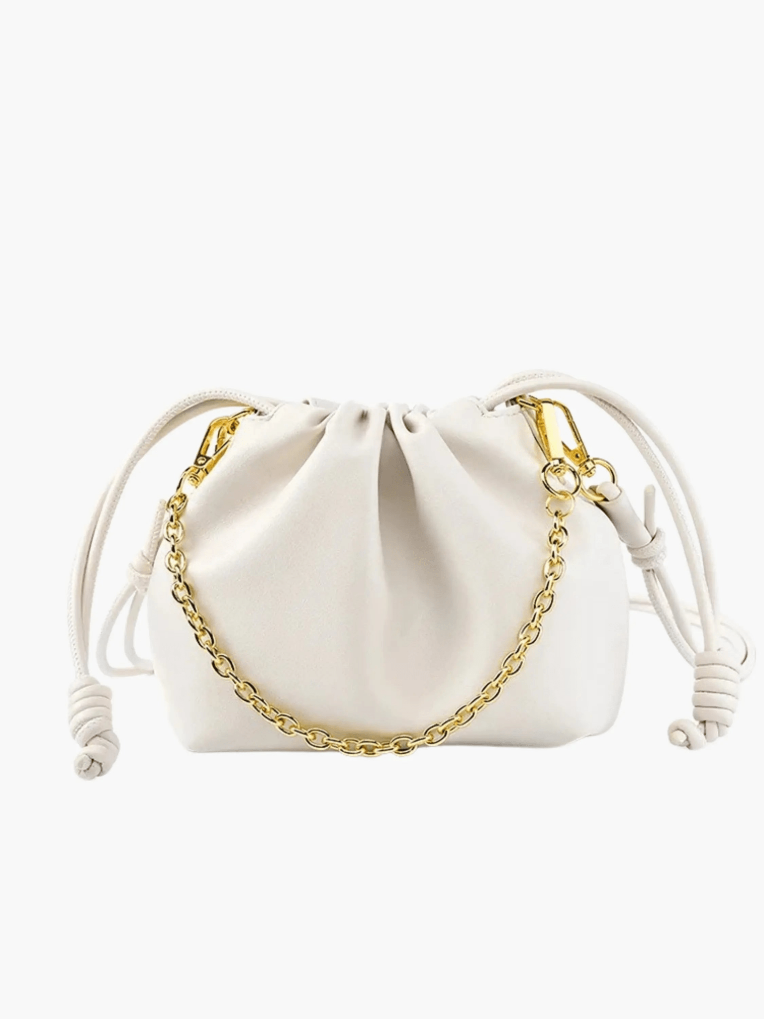 Isla | Beige Leather Drawstring Bag – Chic & Elegant - in Beige | Arvea Bags