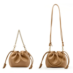 Isla | Beige Leather Drawstring Bag – Chic & Elegant - in Beige | Arvea Bags