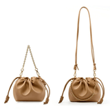 Isla | Beige Leather Drawstring Bag – Chic & Elegant - in Beige | Arvea Bags