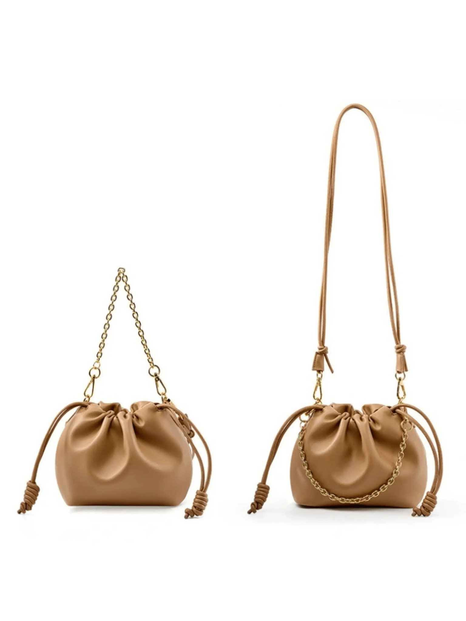 Isla | Beige Leather Drawstring Bag – Chic & Elegant - in Beige | Arvea Bags