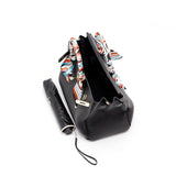 Isla | Black Structured Handbag with Scarf – Timeless & Chic - in Black | Arvea Bags