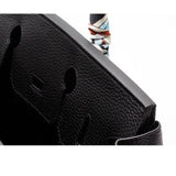 Isla | Black Structured Handbag with Scarf – Timeless & Chic - in Black | Arvea Bags
