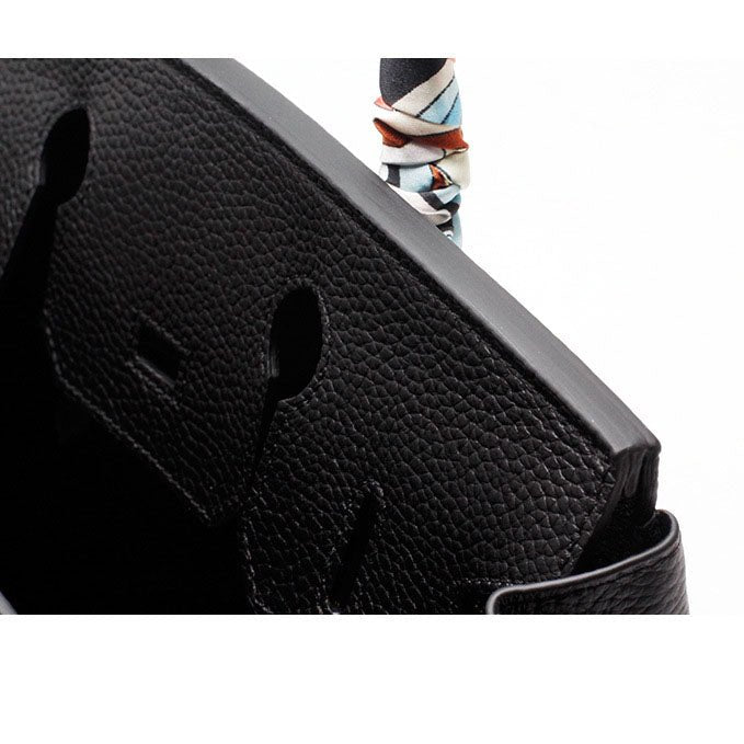 Isla | Black Structured Handbag with Scarf – Timeless & Chic - in Black | Arvea Bags