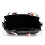 Isla | Black Structured Handbag with Scarf – Timeless & Chic - in Black | Arvea Bags