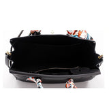 Isla | Black Structured Handbag with Scarf – Timeless & Chic - in Black | Arvea Bags