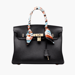 Isla | Black Structured Handbag with Scarf – Timeless & Chic - in Black | Arvea Bags