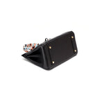 Isla | Black Structured Handbag with Scarf – Timeless & Chic - in Black | Arvea Bags
