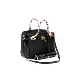 Isla | Black Structured Handbag with Scarf – Timeless & Chic - in Black | Arvea Bags