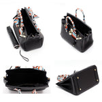 Isla | Black Structured Handbag with Scarf – Timeless & Chic - in Black | Arvea Bags