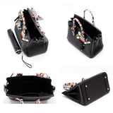 Isla | Black Structured Handbag with Scarf – Timeless & Chic - in Black | Arvea Bags