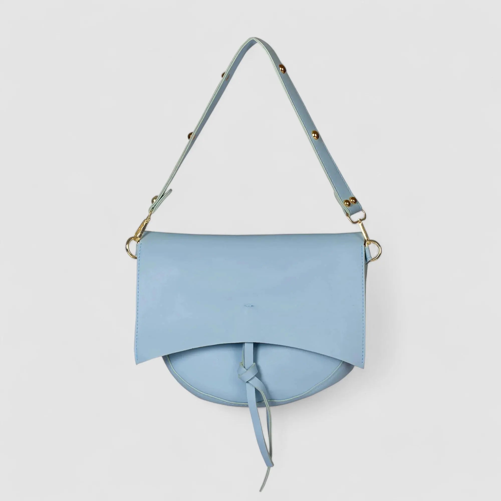 Isla | Contemporary Black Leather Crossbody – Sleek & Stylish - in Baby blue | Arvea Bags