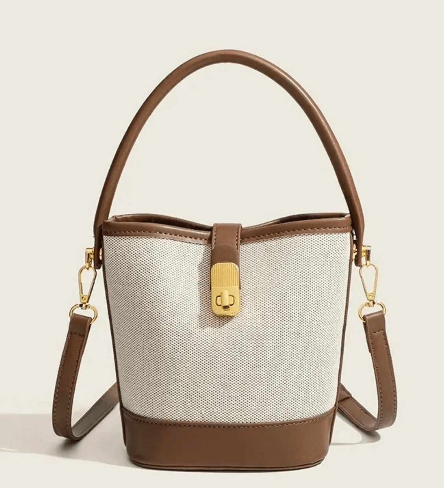 Isla | Elegant Canvas & Leather Bucket Bag – Chic & Versatile - in Brown | Arvea Bags