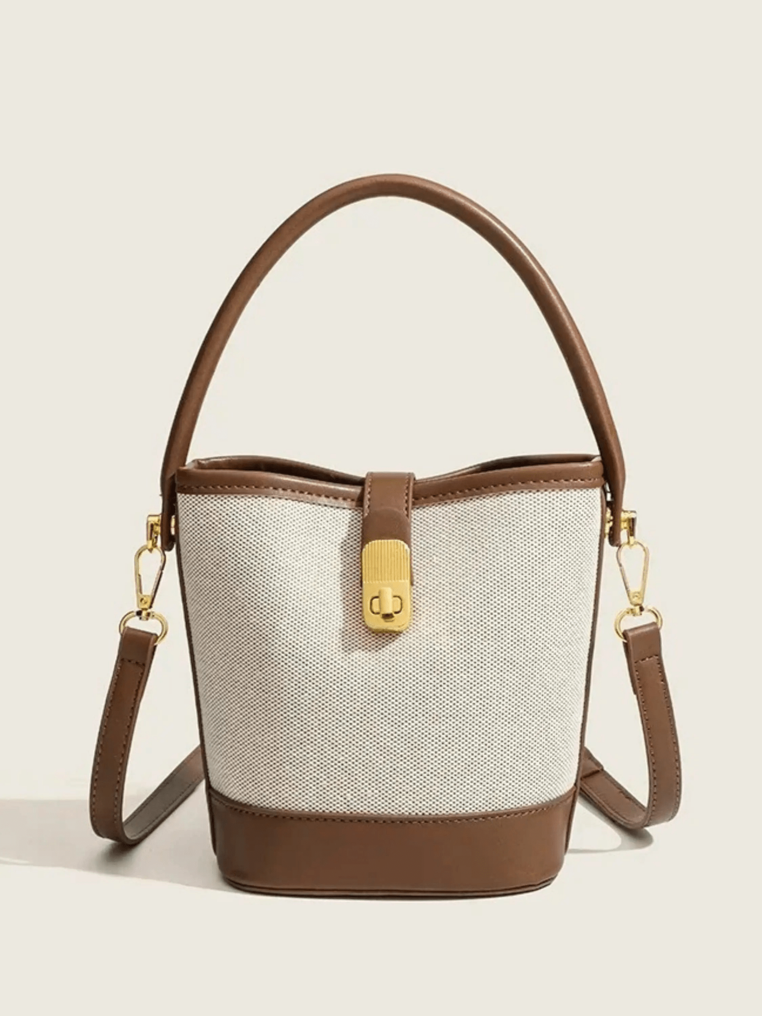 Isla | Elegant Canvas & Leather Bucket Bag – Chic & Versatile - in Brown | Arvea Bags