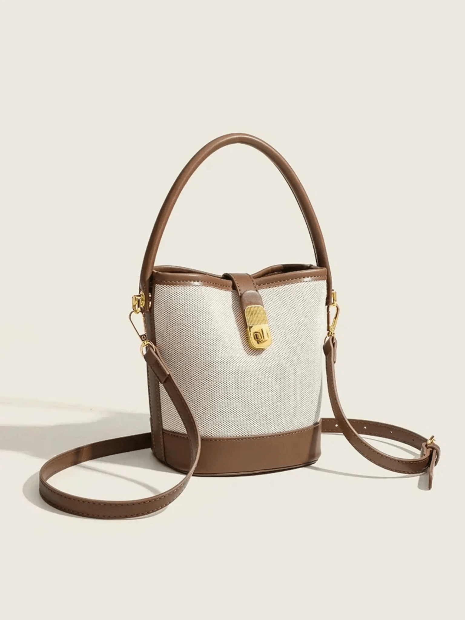 Isla | Elegant Canvas & Leather Bucket Bag – Chic & Versatile - in Brown | Arvea Bags