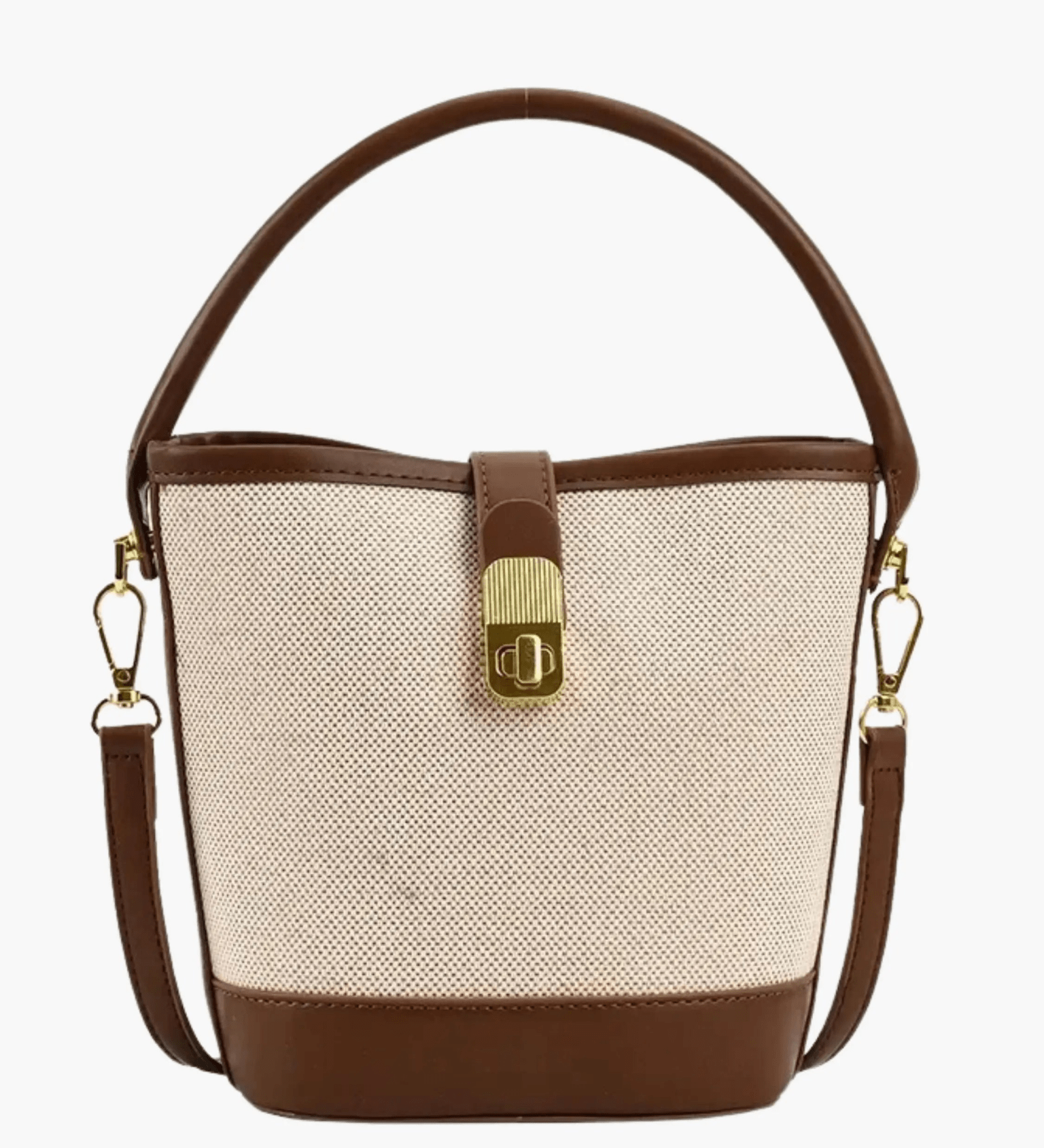 Isla | Elegant Canvas & Leather Bucket Bag – Chic & Versatile - in Brown | Arvea Bags