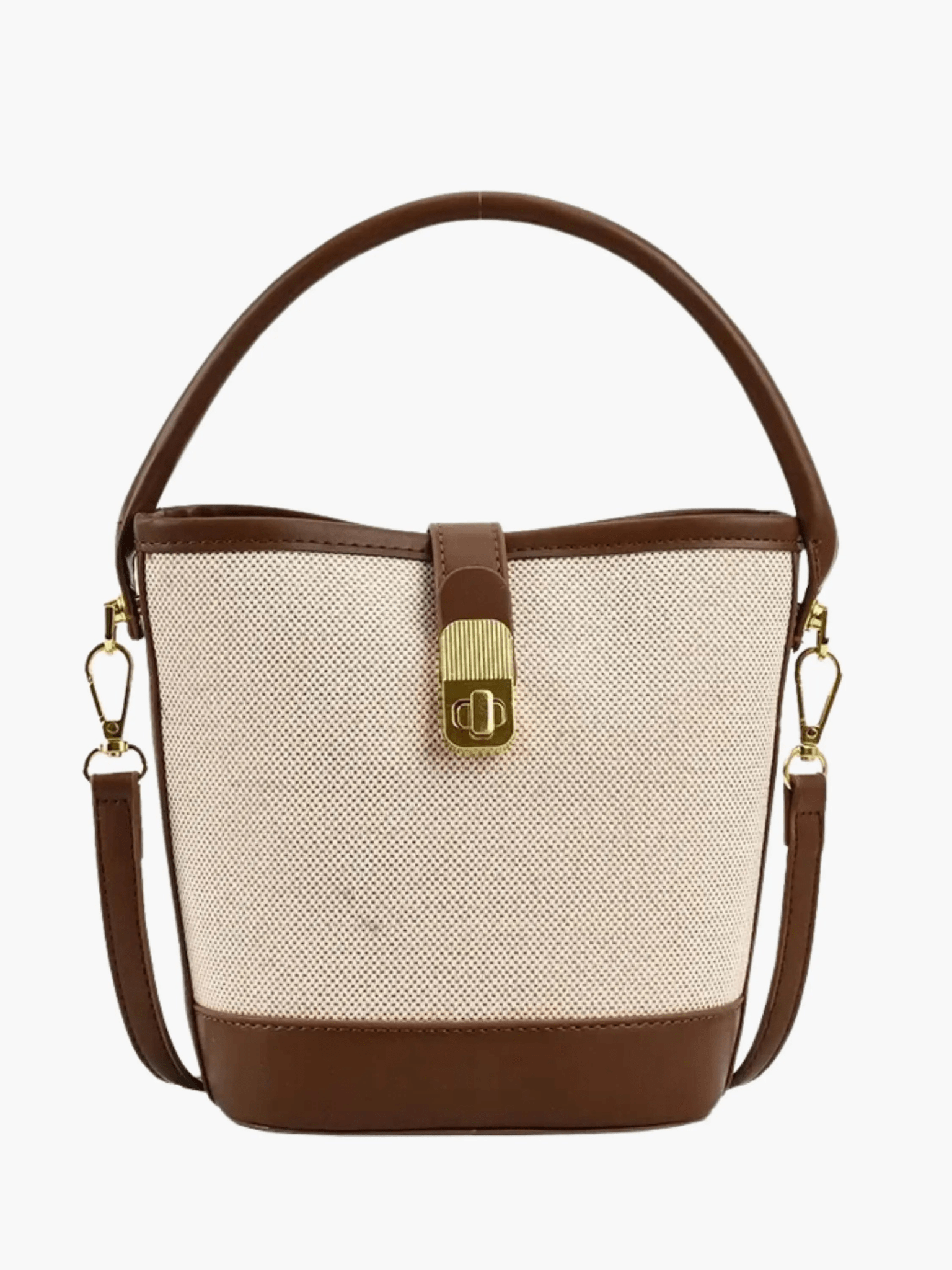 Isla | Elegant Canvas & Leather Bucket Bag – Chic & Versatile - in Brown | Arvea Bags