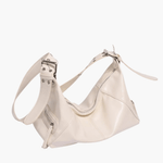 Isla | Luxe Black Patent Leather Shoulder Bag – Sleek & Edgy - in Beige | Arvea Bags
