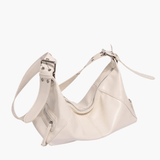 Isla | Luxe Black Patent Leather Shoulder Bag – Sleek & Edgy - in Beige | Arvea Bags