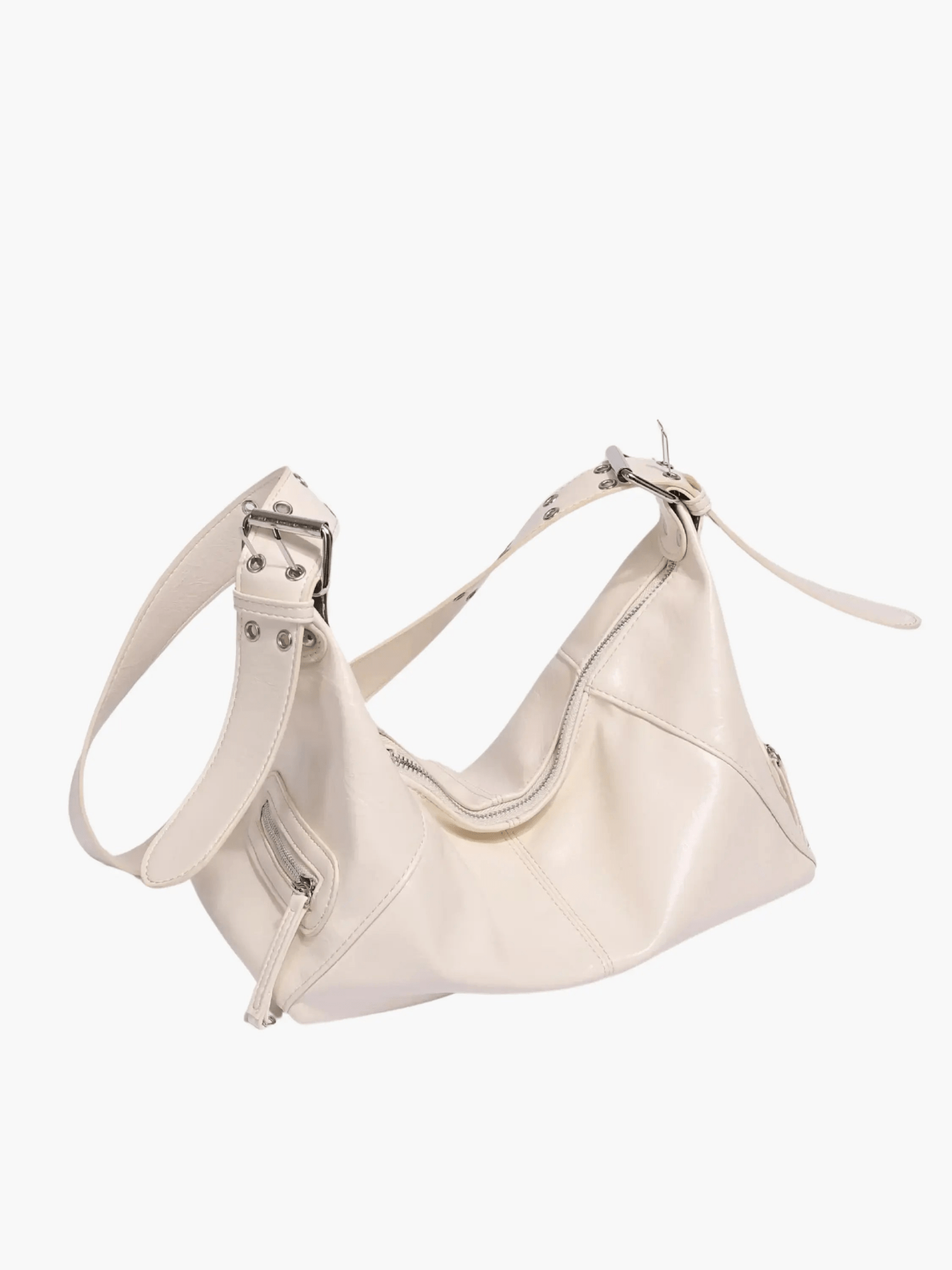 Isla | Luxe Black Patent Leather Shoulder Bag – Sleek & Edgy - in Beige | Arvea Bags