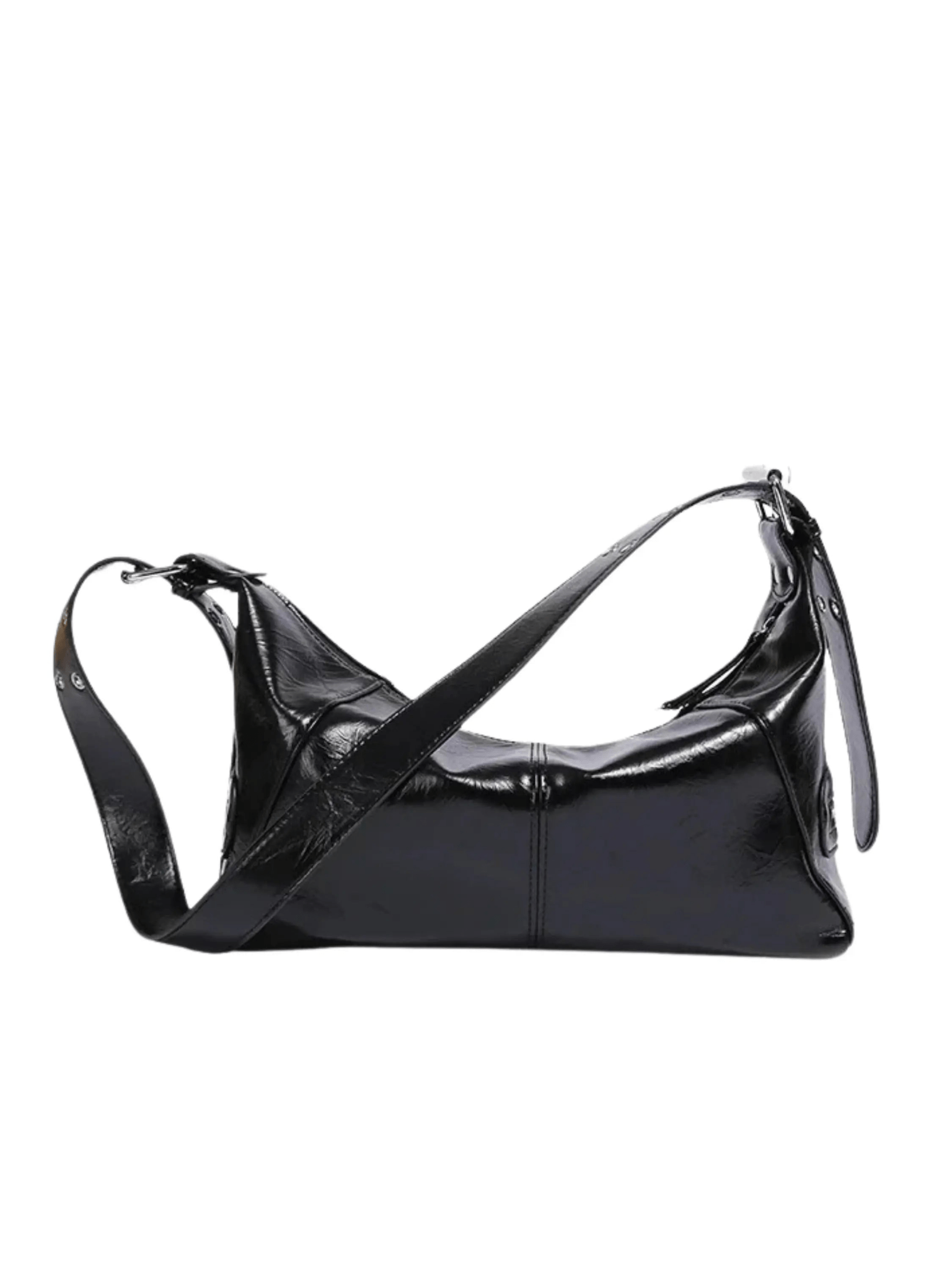 Isla | Luxe Black Patent Leather Shoulder Bag – Sleek & Edgy - in Black | Arvea Bags