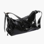 Isla | Luxe Black Patent Leather Shoulder Bag – Sleek & Edgy - in Black | Arvea Bags