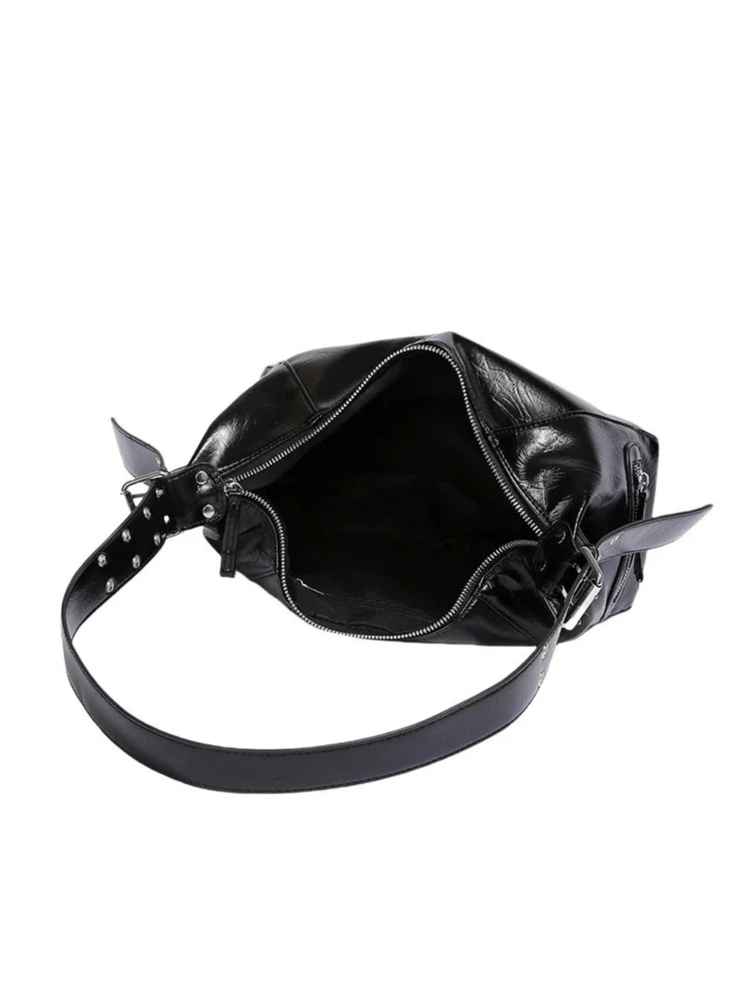 Isla | Luxe Black Patent Leather Shoulder Bag – Sleek & Edgy - in Black | Arvea Bags