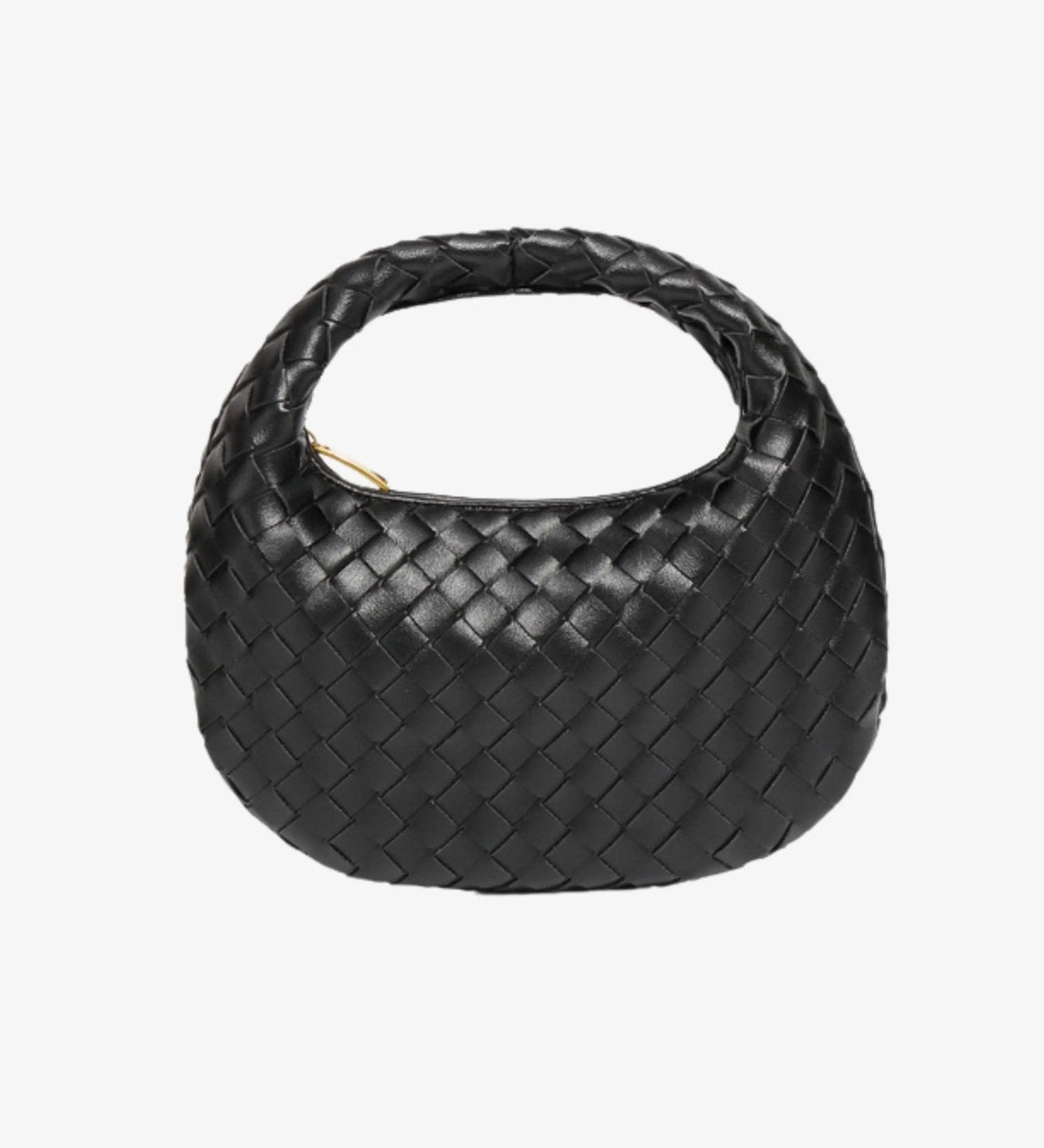 Isla Luxe Woven Handbag – Genuine Leather Designer - Inspired Shoulder Bag for Women - in Black | Arvea Bags