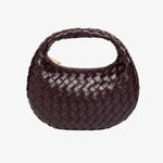 Isla Luxe Woven Handbag – Genuine Leather Designer - Inspired Shoulder Bag for Women - in Dark Brown | Arvea Bags