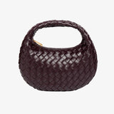Isla Luxe Woven Handbag – Genuine Leather Designer - Inspired Shoulder Bag for Women - in Dark Brown | Arvea Bags