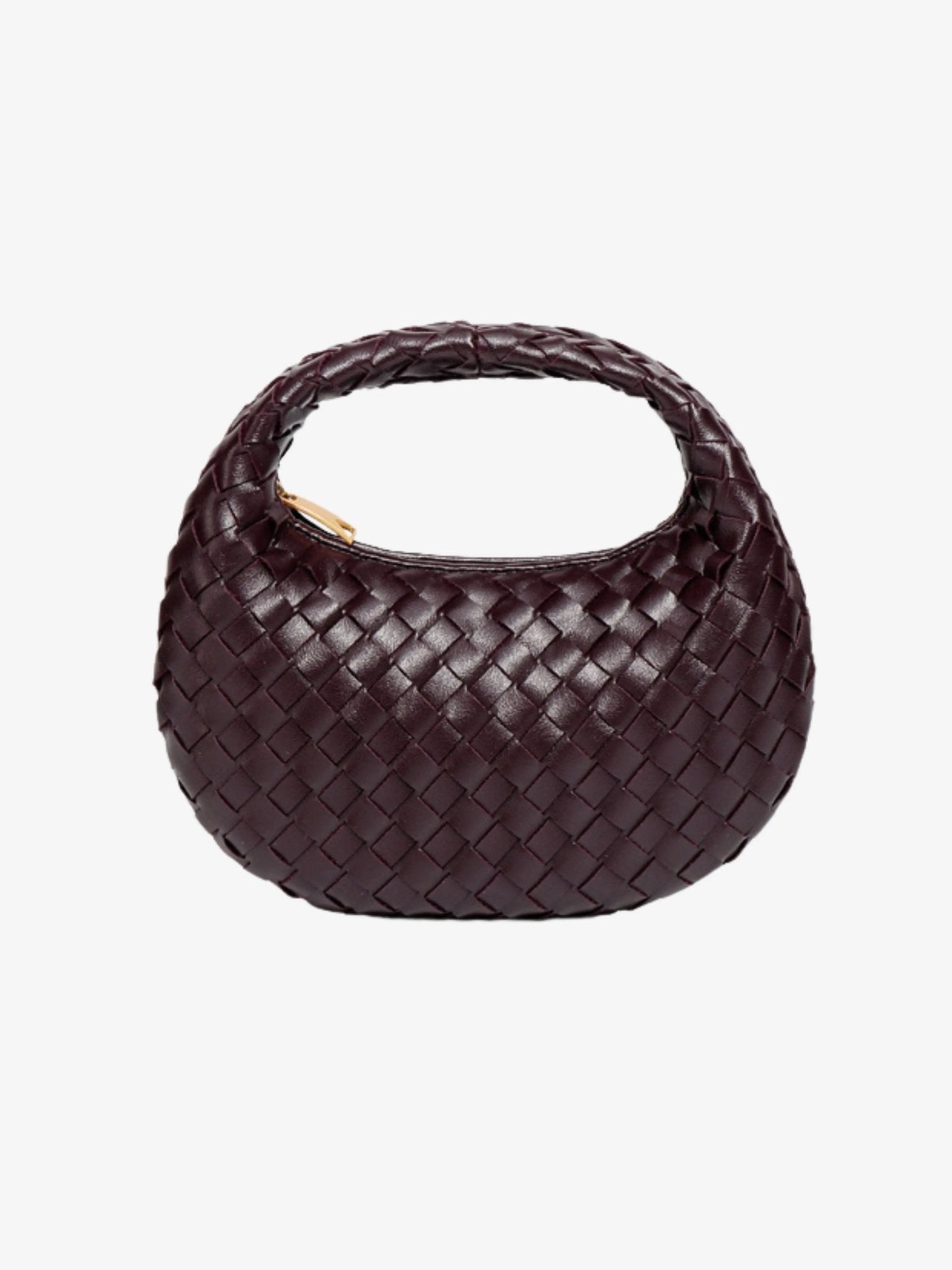Isla Luxe Woven Handbag – Genuine Leather Designer - Inspired Shoulder Bag for Women - in Dark Brown | Arvea Bags