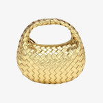 Isla Luxe Woven Handbag – Genuine Leather Designer - Inspired Shoulder Bag for Women - in Gold | Arvea Bags