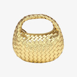 Isla Luxe Woven Handbag – Genuine Leather Designer - Inspired Shoulder Bag for Women - in Gold | Arvea Bags