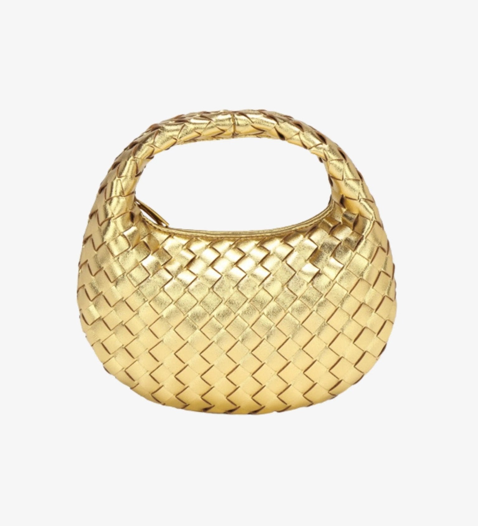 Isla Luxe Woven Handbag – Genuine Leather Designer - Inspired Shoulder Bag for Women - in Gold | Arvea Bags