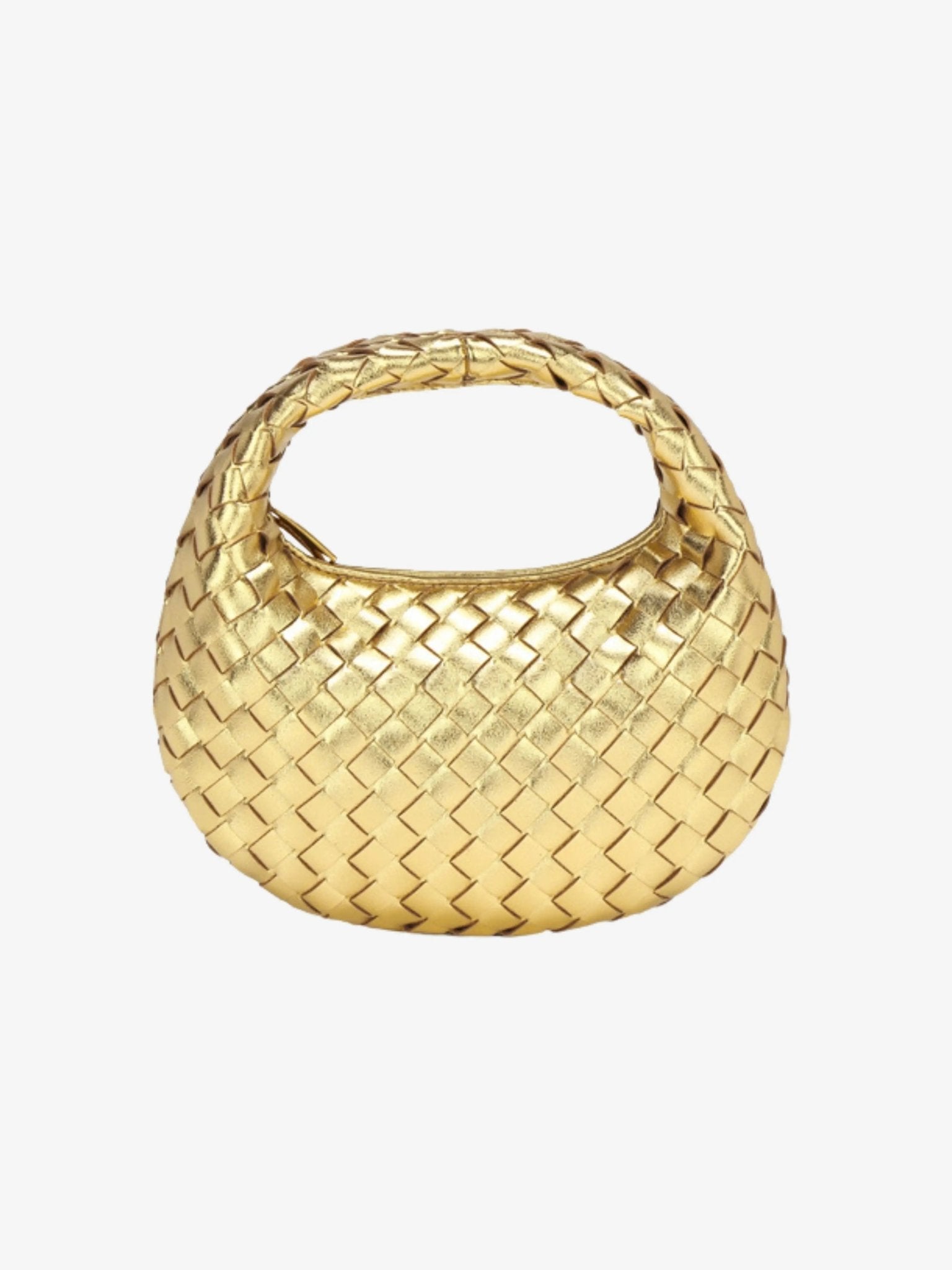 Isla Luxe Woven Handbag – Genuine Leather Designer - Inspired Shoulder Bag for Women - in Gold | Arvea Bags