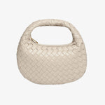Isla Luxe Woven Handbag – Genuine Leather Designer - Inspired Shoulder Bag for Women - in Off - White | Arvea Bags