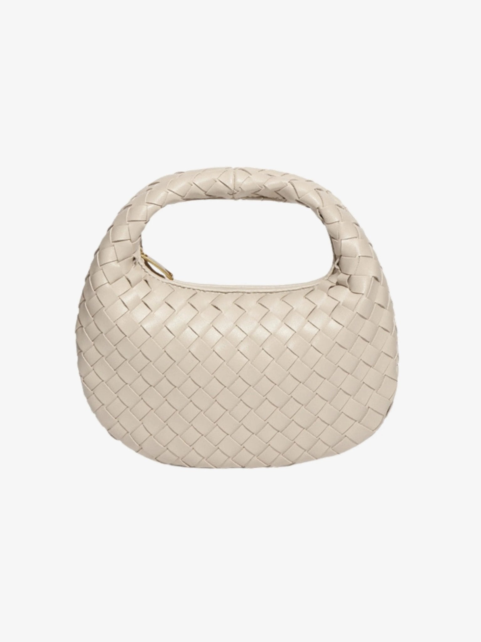 Isla Luxe Woven Handbag – Genuine Leather Designer - Inspired Shoulder Bag for Women - in Off - White | Arvea Bags