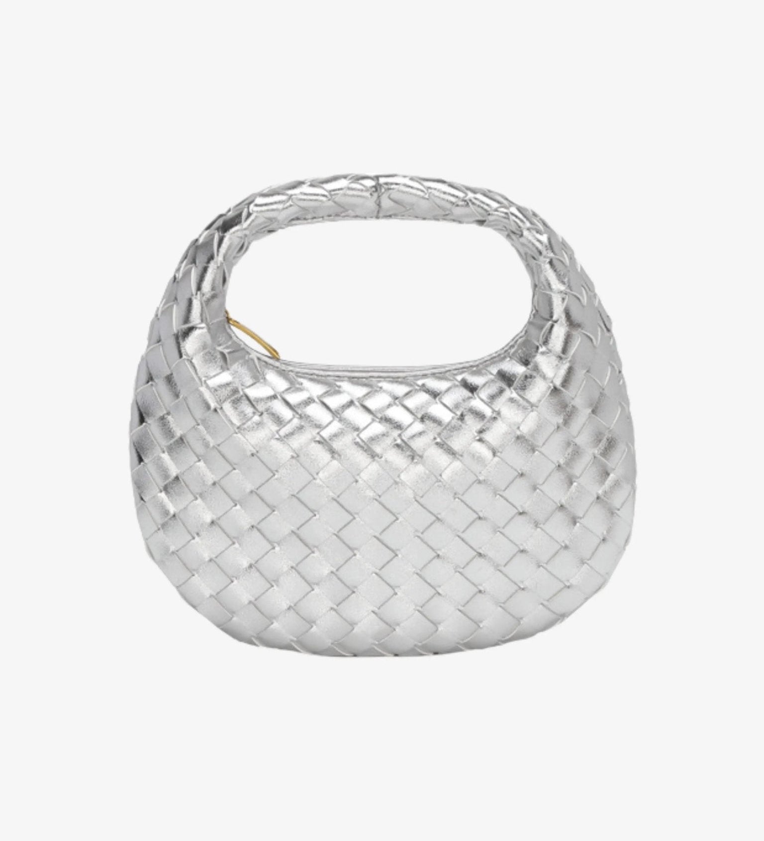 Isla Luxe Woven Handbag – Genuine Leather Designer - Inspired Shoulder Bag for Women - in Silver | Arvea Bags