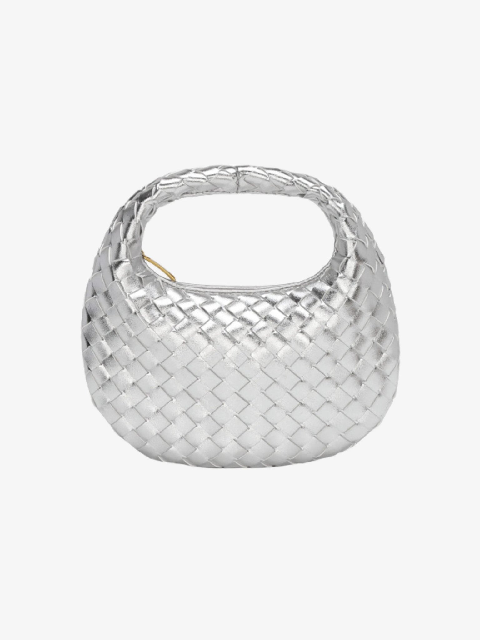 Isla Luxe Woven Handbag – Genuine Leather Designer - Inspired Shoulder Bag for Women - in Silver | Arvea Bags
