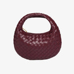 Isla Luxe Woven Handbag – Genuine Leather Designer - Inspired Shoulder Bag for Women - in Wine Red | Arvea Bags