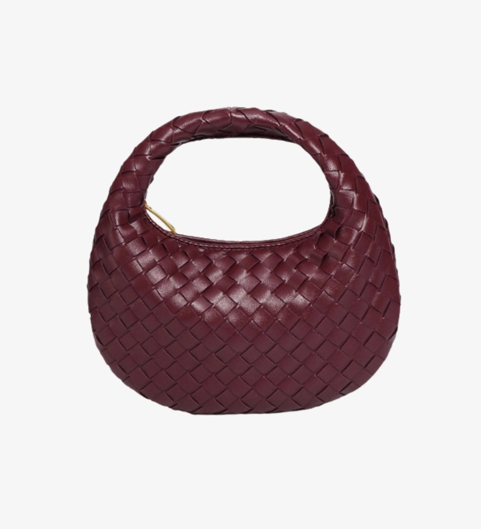 Isla Luxe Woven Handbag – Genuine Leather Designer - Inspired Shoulder Bag for Women - in Wine Red | Arvea Bags