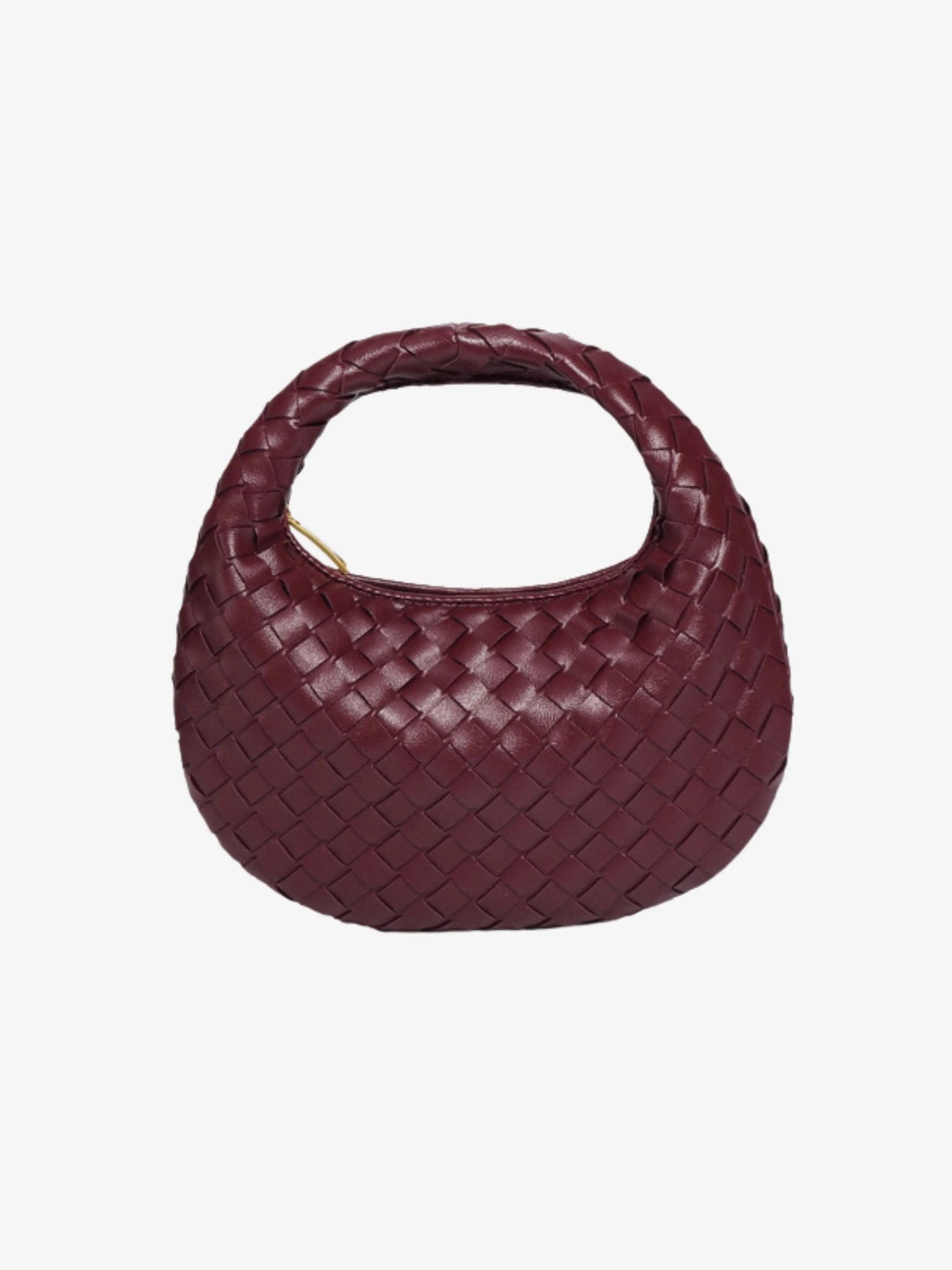 Isla Luxe Woven Handbag – Genuine Leather Designer - Inspired Shoulder Bag for Women - in Wine Red | Arvea Bags
