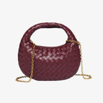 Isla Luxe Woven Handbag – Genuine Leather Designer - Inspired Shoulder Bag for Women - in Wine Red | Arvea Bags