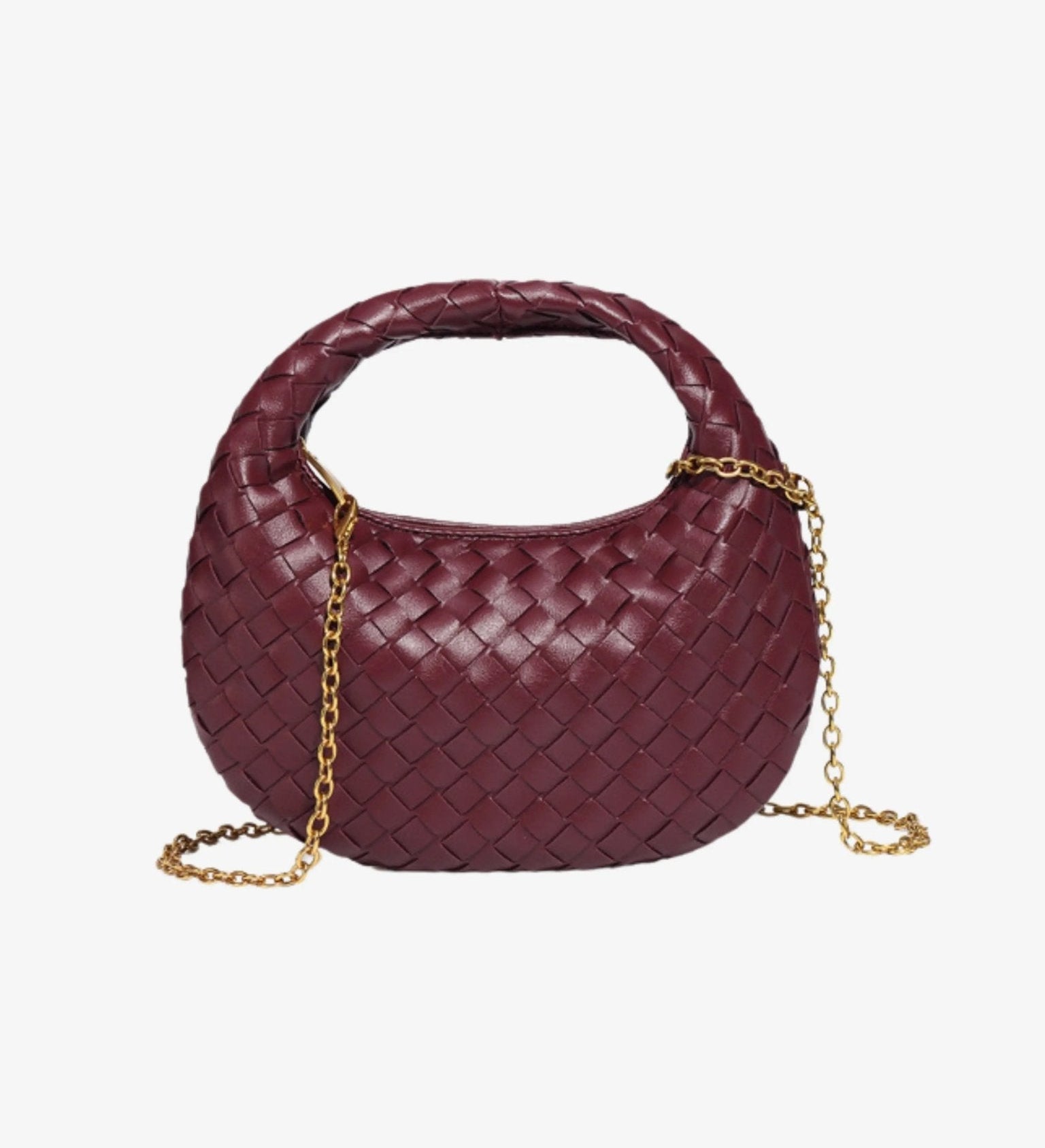 Isla Luxe Woven Handbag – Genuine Leather Designer - Inspired Shoulder Bag for Women - in Wine Red | Arvea Bags