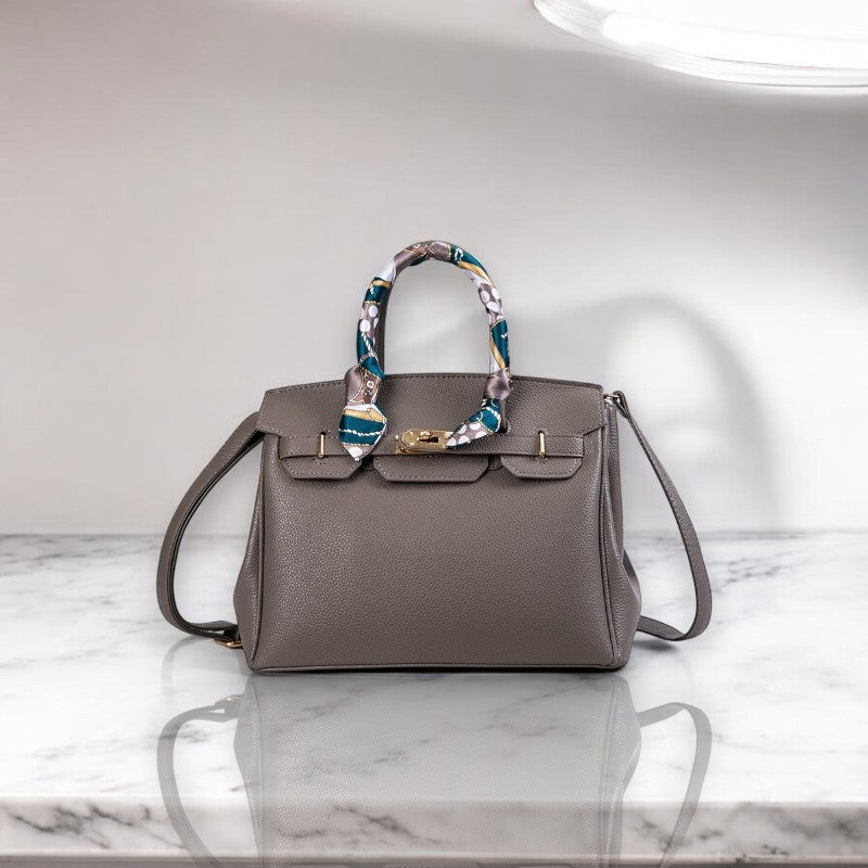 Isla | Premium Vegan Leather Handbag – Elegant & Timeless - in Grey | Arvea Bags